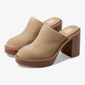 Dolce Vita Camel Suede Block Heel Mules